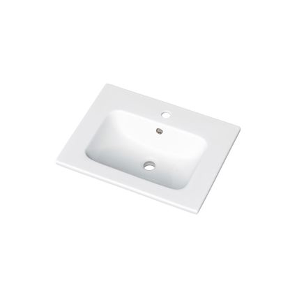 Dřevojas - Meuble de salle de bains avec lavabo BANO 60 x 47 cm chêne foncé/blanc