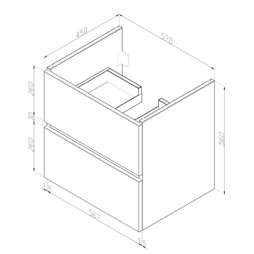 Dřevojas - Meuble de salle de bains avec lavabo BANO 60 x 47 cm chêne foncé/blanc