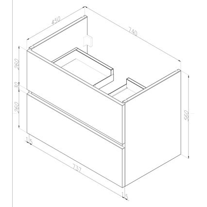 Dřevojas - Meuble de salle de bains avec lavabo BANO 78x47 cm chêne foncé/blanc
