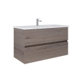 Dřevojas - Meuble de salle de bains BANO 100 x 47 cm avec lavabo, chêne foncé/blanc