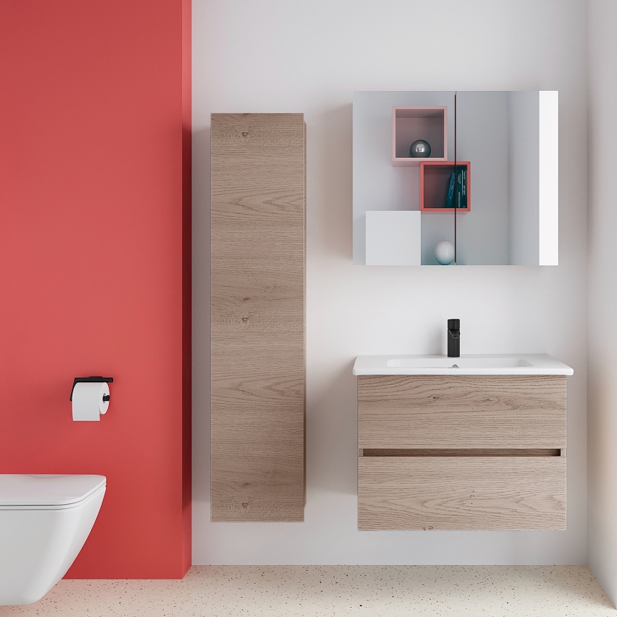 Dřevojas - Meuble de salle de bains suspendu ZYLO 35x155 cm chêne foncé