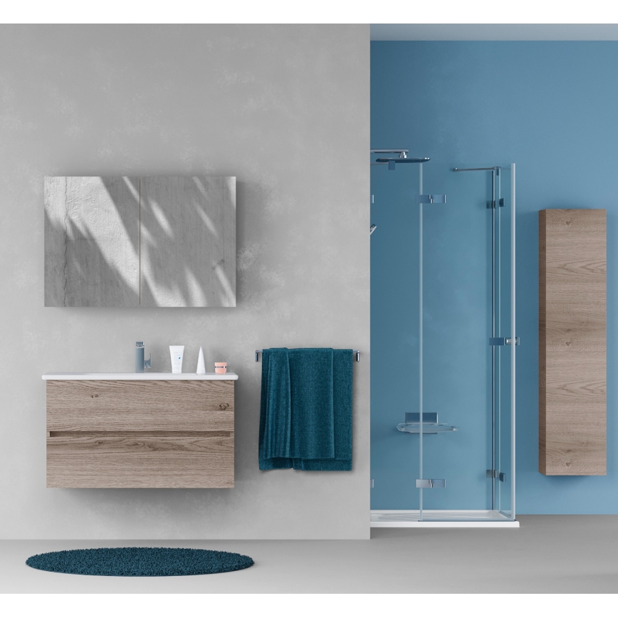 Dřevojas - Meuble-lavabo BANO 100x47 cm chêne foncé/blanc