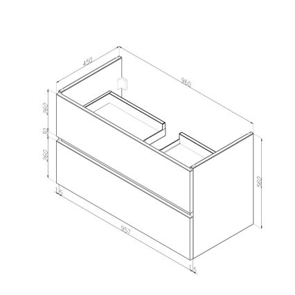 Dřevojas - Meuble-lavabo BANO 100x47 cm chêne foncé/blanc