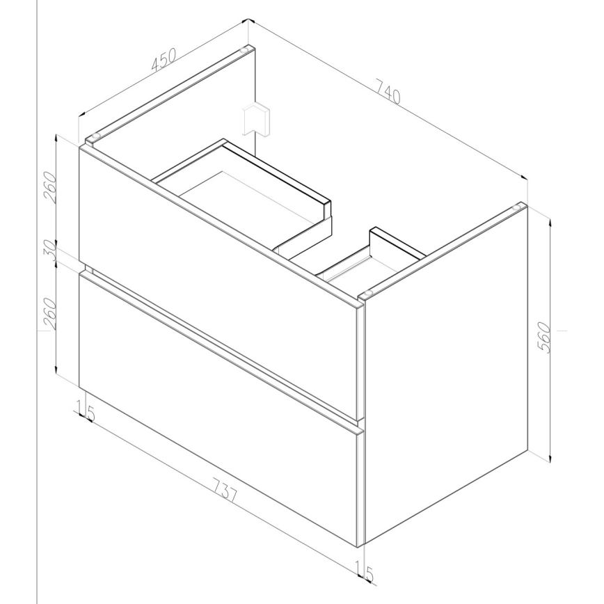 Dřevojas - Meuble-lavabo BANO 78x47 cm chêne foncé/blanc