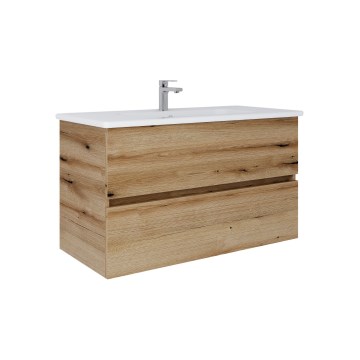 Dřevojas - Meuble vasque BANO 100x47 cm chêne/blanc