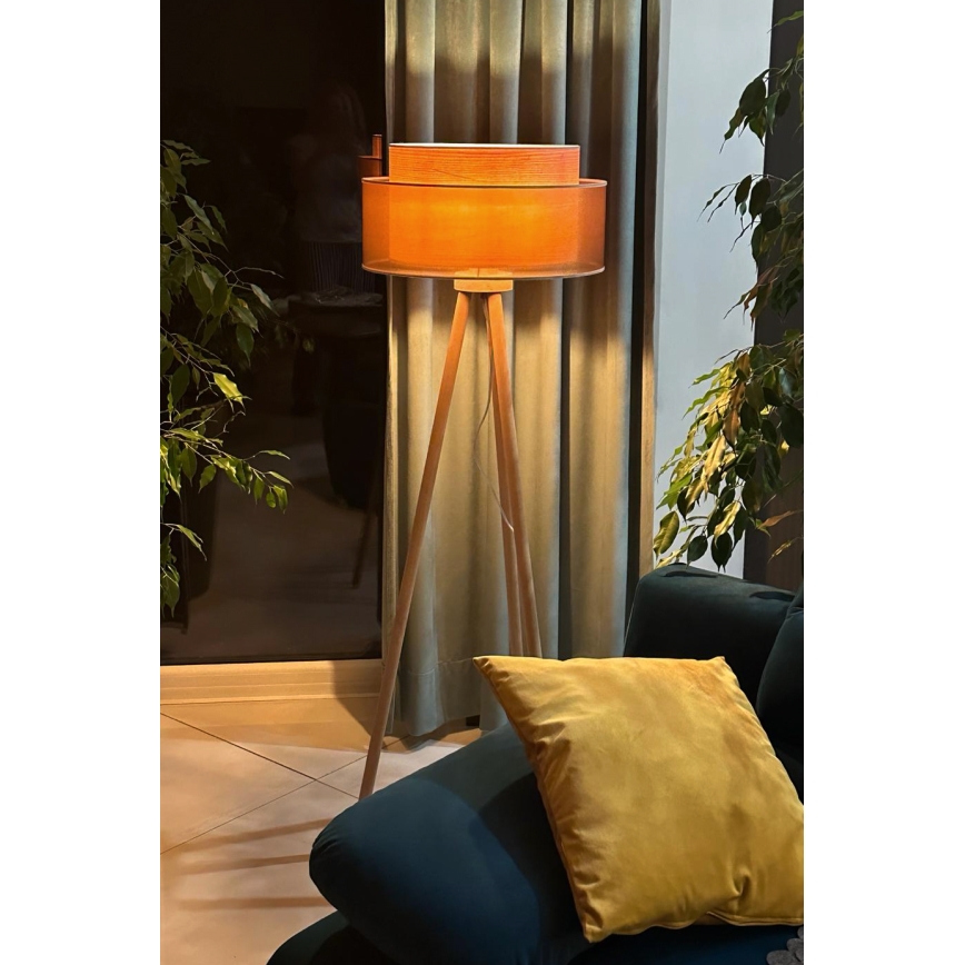 Duolla - Lampadaire WOOD BOHO 1xE27/15W/230V d. 45 cm cuivre/marron/beige