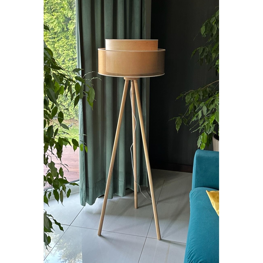 Duolla - Lampadaire WOOD BOHO 1xE27/15W/230V d. 45 cm cuivre/marron/beige
