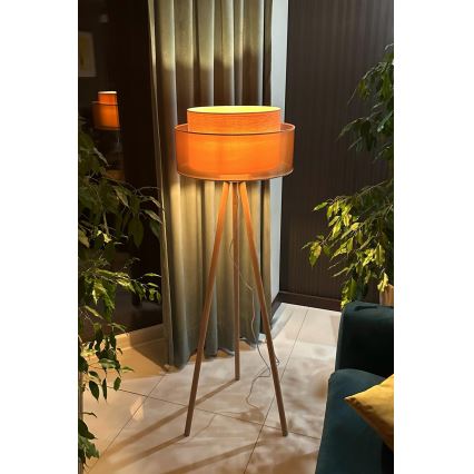 Duolla - Lampadaire WOOD BOHO 1xE27/15W/230V d. 45 cm cuivre/marron/beige