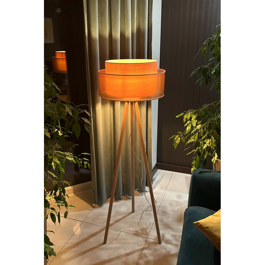 Duolla - Lampadaire WOOD BOHO 1xE27/15W/230V d. 45 cm cuivre/marron/beige