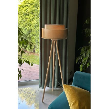 Duolla - Lampadaire WOOD BOHO 1xE27/15W/230V d. 45 cm cuivre/marron/beige