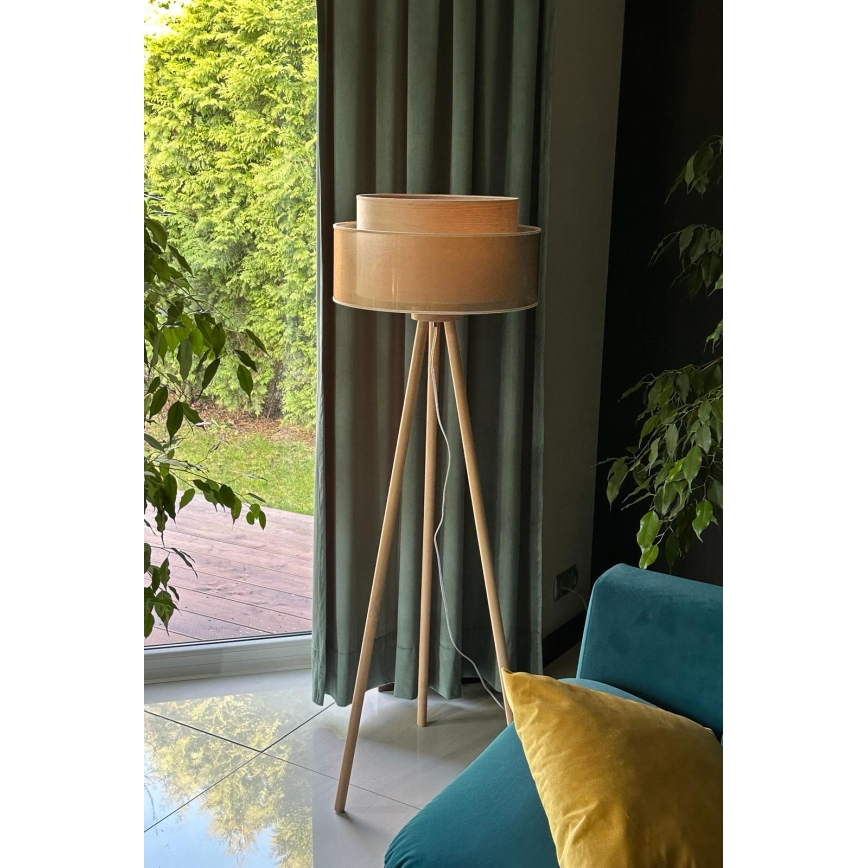 Duolla - Lampadaire WOOD BOHO 1xE27/15W/230V d. 45 cm cuivre/marron/beige