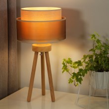 Duolla - Lampe de table WOOD BOHO 1xE27/15W/230V cuivre/marron/beige