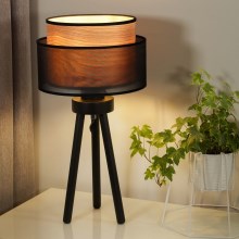 Duolla - Lampe de table WOOD BOHO 1xE27/15W/230V noir/beige