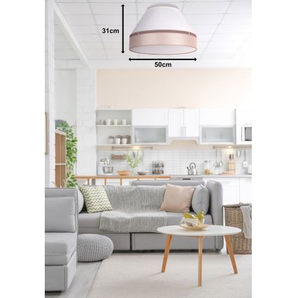 Duolla - Plafonnier AVIGNON 1xE27/15W/230V diam. 50 cm blanc/beige