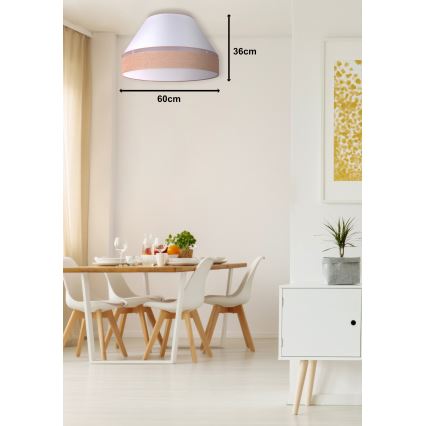 Duolla - Plafonnier AVIGNON 3xE27/15W/230V diam. 60 cm blanc/marron