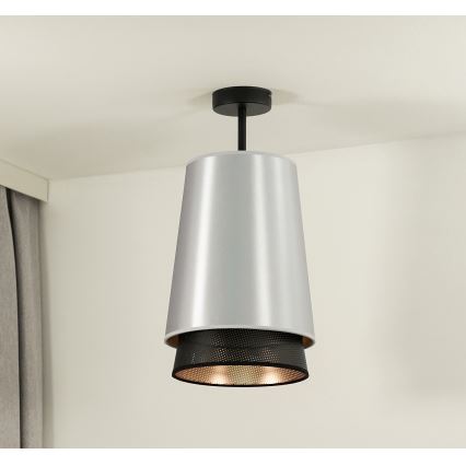 Duolla - Plafonnier BELL SHINY 1xE27/15W/230V d. 25 cm argent/noir