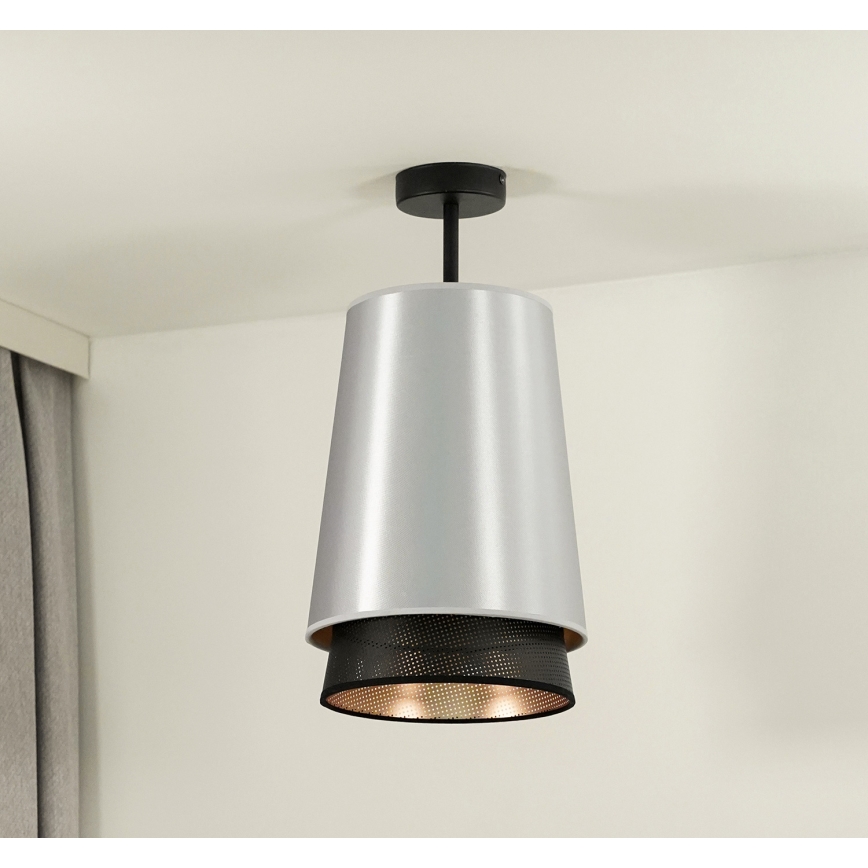 Duolla - Plafonnier BELL SHINY 1xE27/15W/230V d. 25 cm argent/noir