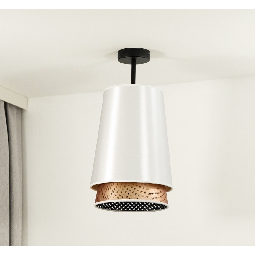 Duolla - Plafonnier BELL SHINY 1xE27/15W/230V d. 25 cm blanc/cuivre