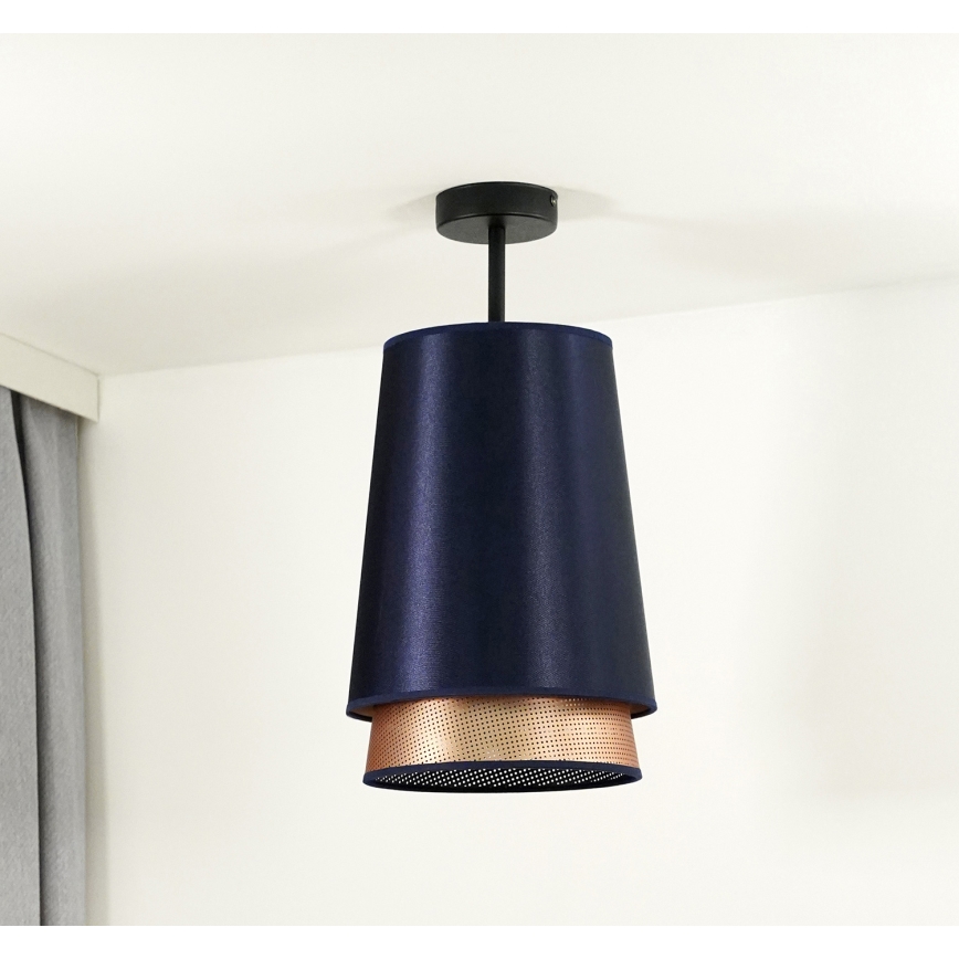 Duolla - Plafonnier BELL SHINY 1xE27/15W/230V d. 25 cm bleu/cuivre