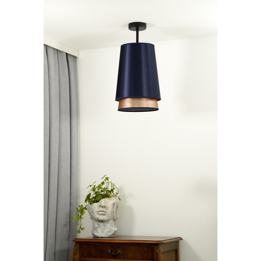 Duolla - Plafonnier BELL SHINY 1xE27/15W/230V d. 25 cm bleu/cuivre
