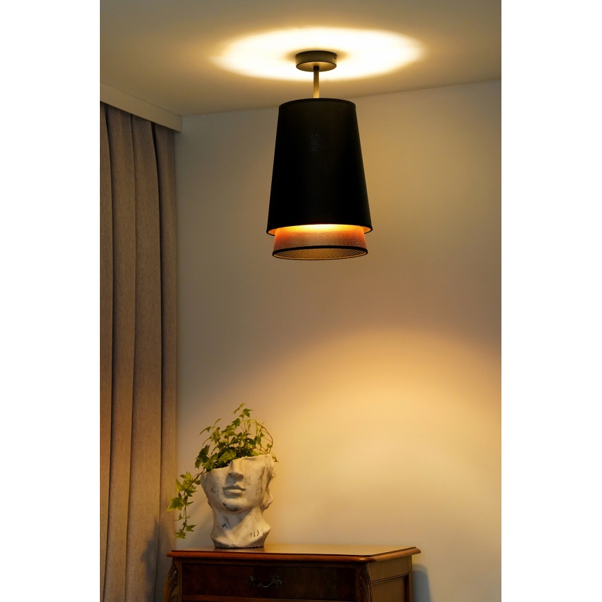 Duolla - Plafonnier BELL SHINY 1xE27/15W/230V d. 25 cm noir/cuivre