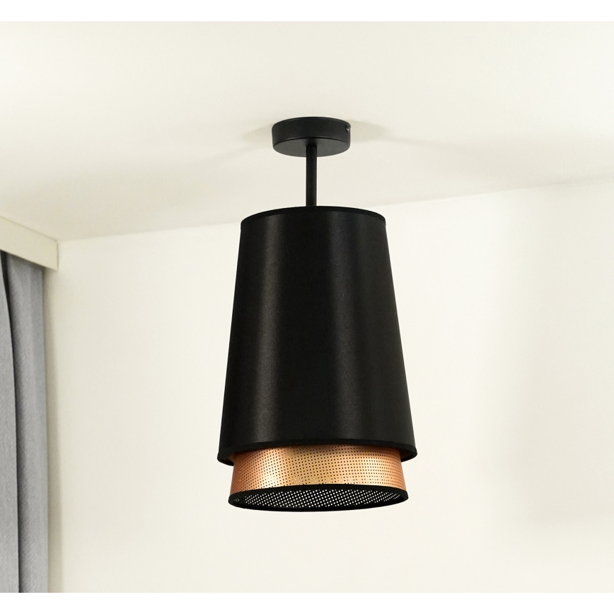 Duolla - Plafonnier BELL SHINY 1xE27/15W/230V d. 25 cm noir/cuivre
