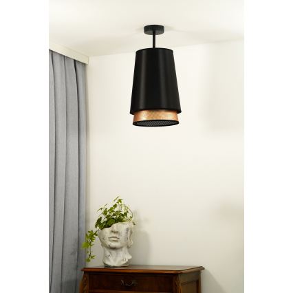 Duolla - Plafonnier BELL SHINY 1xE27/15W/230V d. 25 cm noir/cuivre