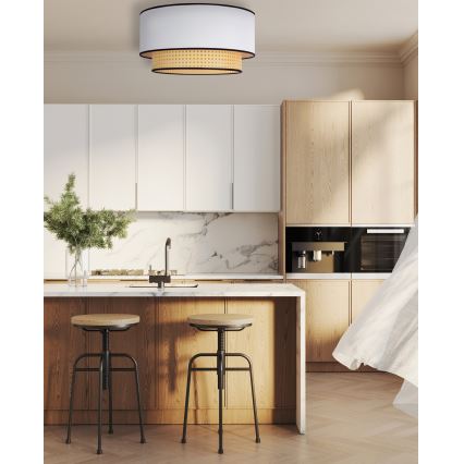 Duolla - Plafonnier BOHO 1xE27/15W/230V d. 45 cm blanc/rotin