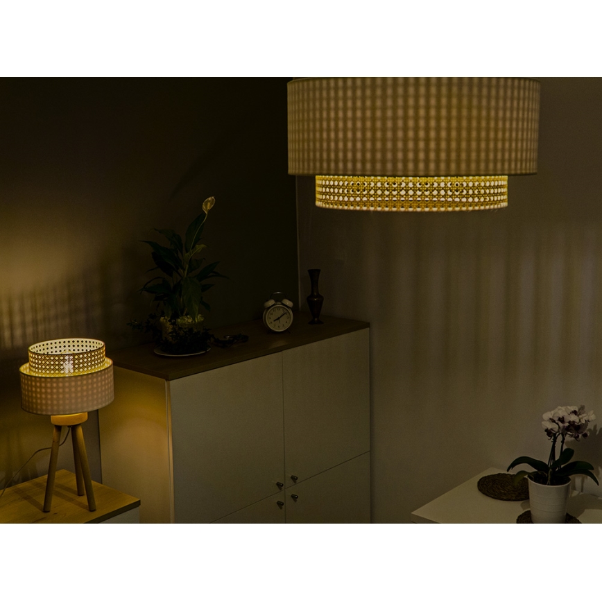 Duolla - Plafonnier BOHO 3xE27/15W/230V d. 60 cm crème/rotin