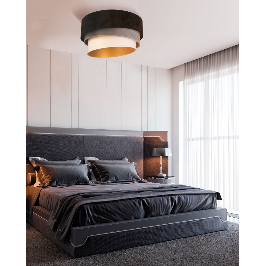 Duolla - Plafonnier DEVON 1xE27/40W/230V d. 45 cm noir/gris/beige