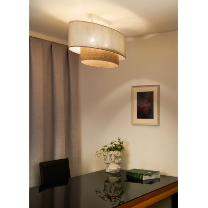 Duolla - Plafonnier DOUBLE OVAL NATURE 2xE27/15W/230V crème/beige