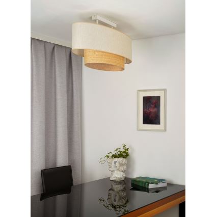 Duolla - Plafonnier DOUBLE OVAL NATURE 2xE27/15W/230V crème/beige