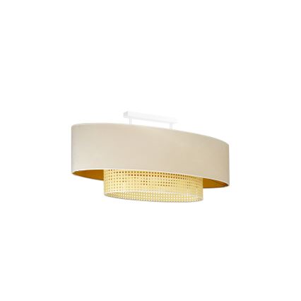 Duolla - Plafonnier DOUBLE OVAL RATTAN 2xE27/15W/230V crème/rotin