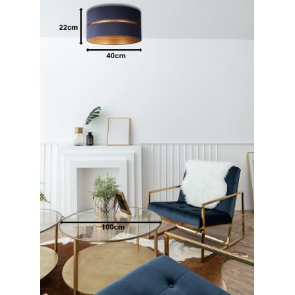 Duolla - Plafonnier DUO 1xE27/15W/230V d. 40 cm bleu/doré