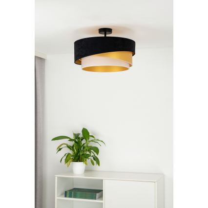 Duolla - Plafonnier KOBO 1xE27/15W/230V d. 45 cm noir/doré/crème