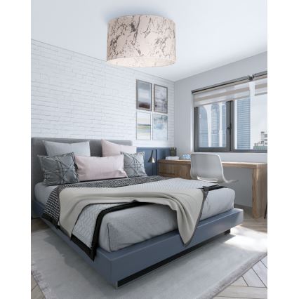 Duolla - Plafonnier MARBLE 1xE27/40W/230V d. 45 cm blanc/gris