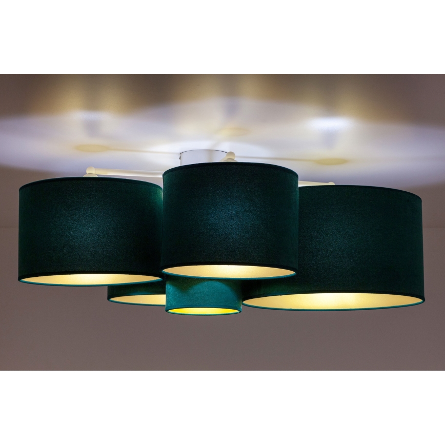Duolla - Plafonnier ROLLER PENTO 5xE27/60W/230V vert/doré