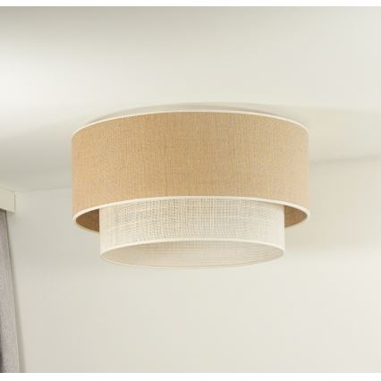 Duolla - Plafonnier YUTE BOHO 1xE27/15W/230V d. 45 cm marron/crème
