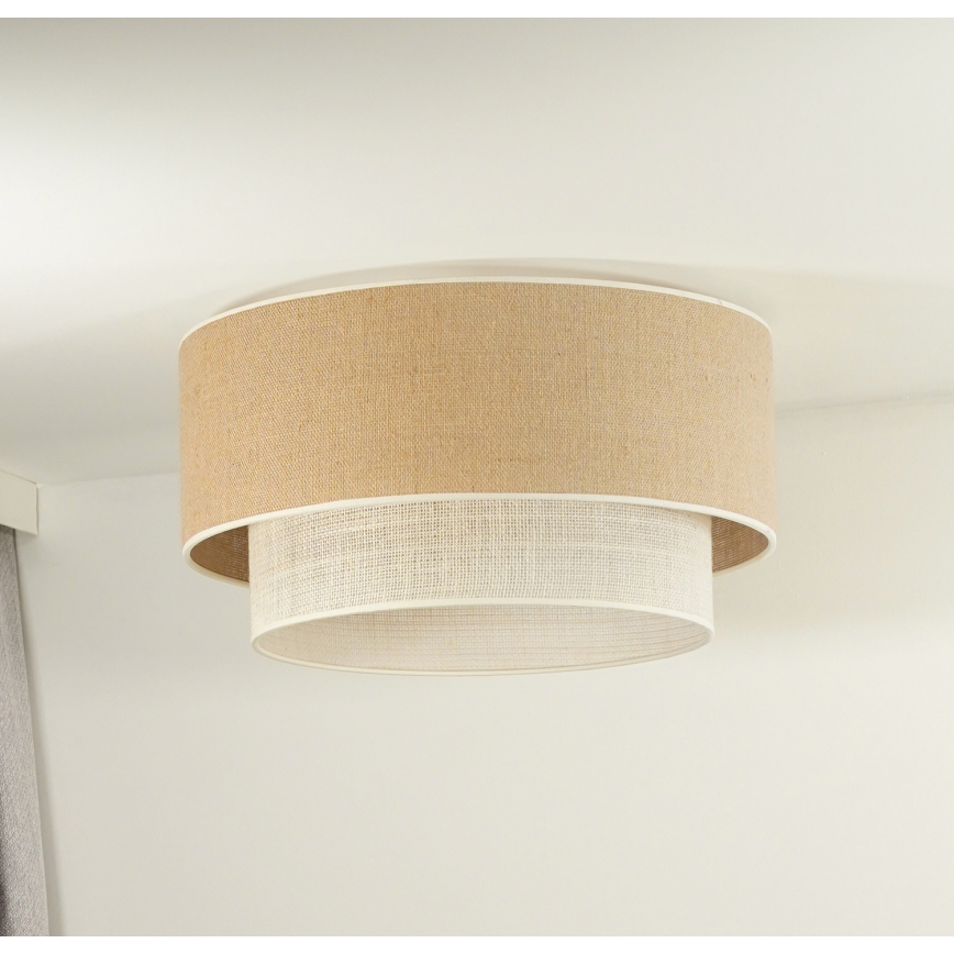 Duolla - Plafonnier YUTE BOHO 1xE27/15W/230V d. 45 cm marron/crème