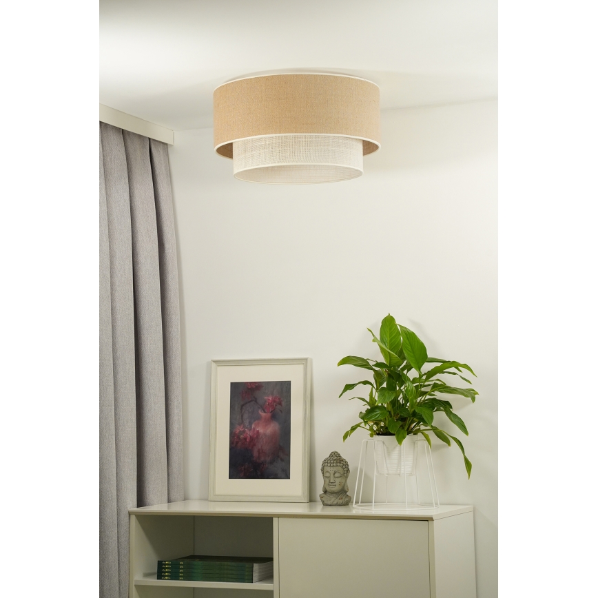 Duolla - Plafonnier YUTE BOHO 1xE27/15W/230V d. 45 cm marron/crème