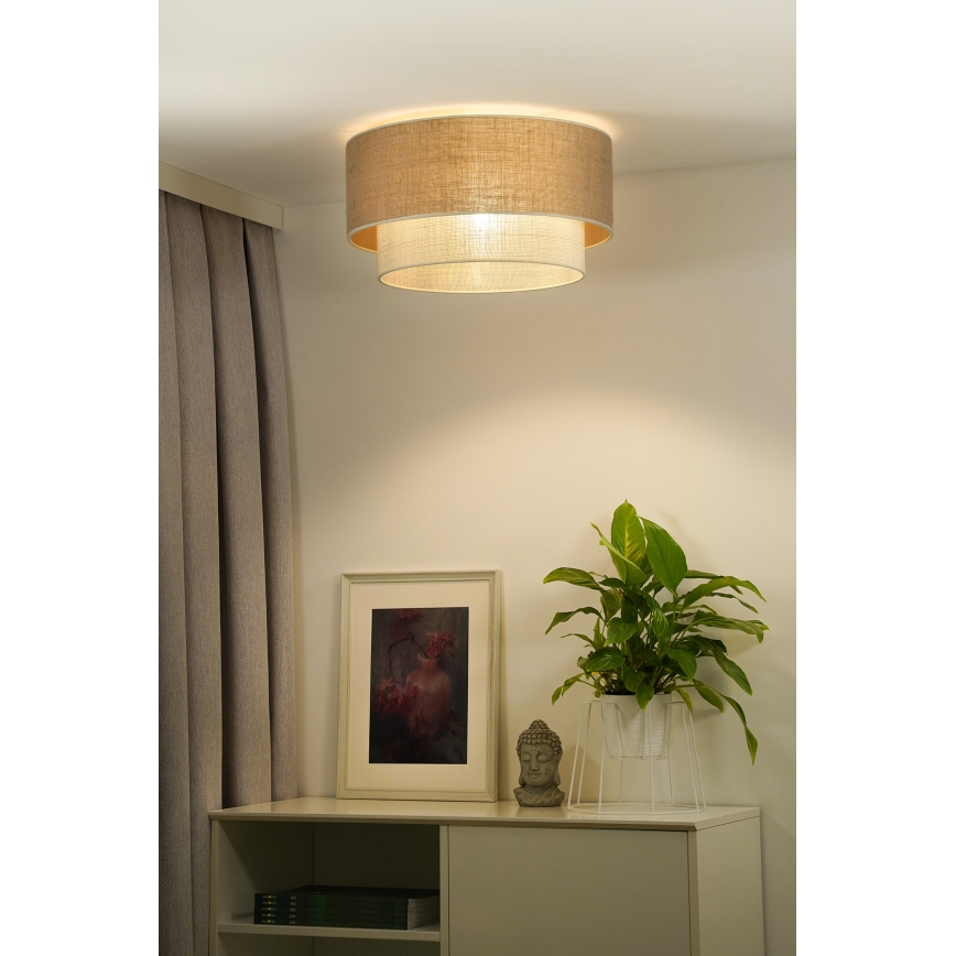 Duolla - Plafonnier YUTE BOHO 3xE27/15W/230V d. 60 cm marron/crème