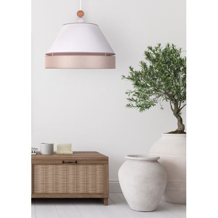 Duolla - Suspension filaire AVIGNON 1xE27/15W/230V diam. 50 cm blanc/beige