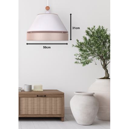 Duolla - Suspension filaire AVIGNON 1xE27/15W/230V diam. 50 cm blanc/beige