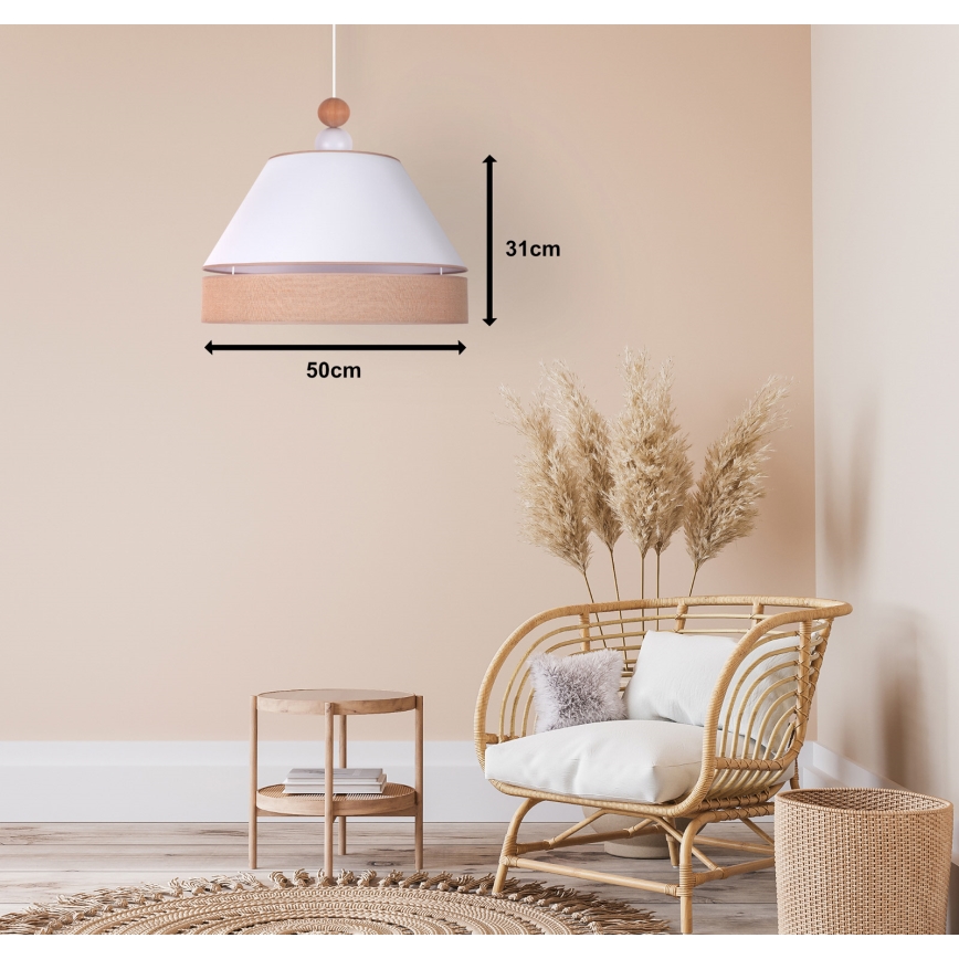 Duolla - Suspension filaire AVIGNON 1xE27/15W/230V diam. 50 cm blanc/marron