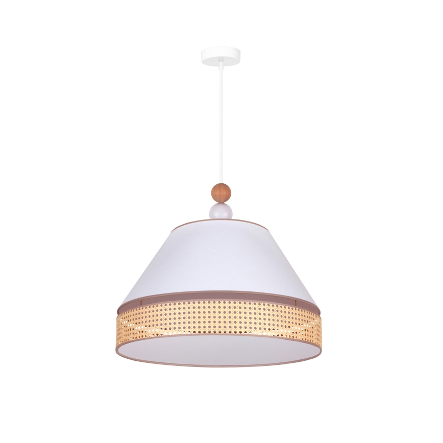 Duolla - Suspension filaire AVIGNON 1xE27/15W/230V diam. 50 cm blanc/rotin