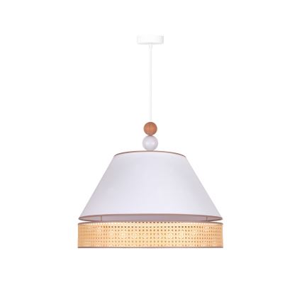 Duolla - Suspension filaire AVIGNON 1xE27/15W/230V diam. 50 cm blanc/rotin