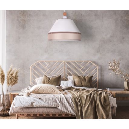 Duolla - Suspension filaire AVIGNON 1xE27/15W/230V diam. 60 cm blanc/beige