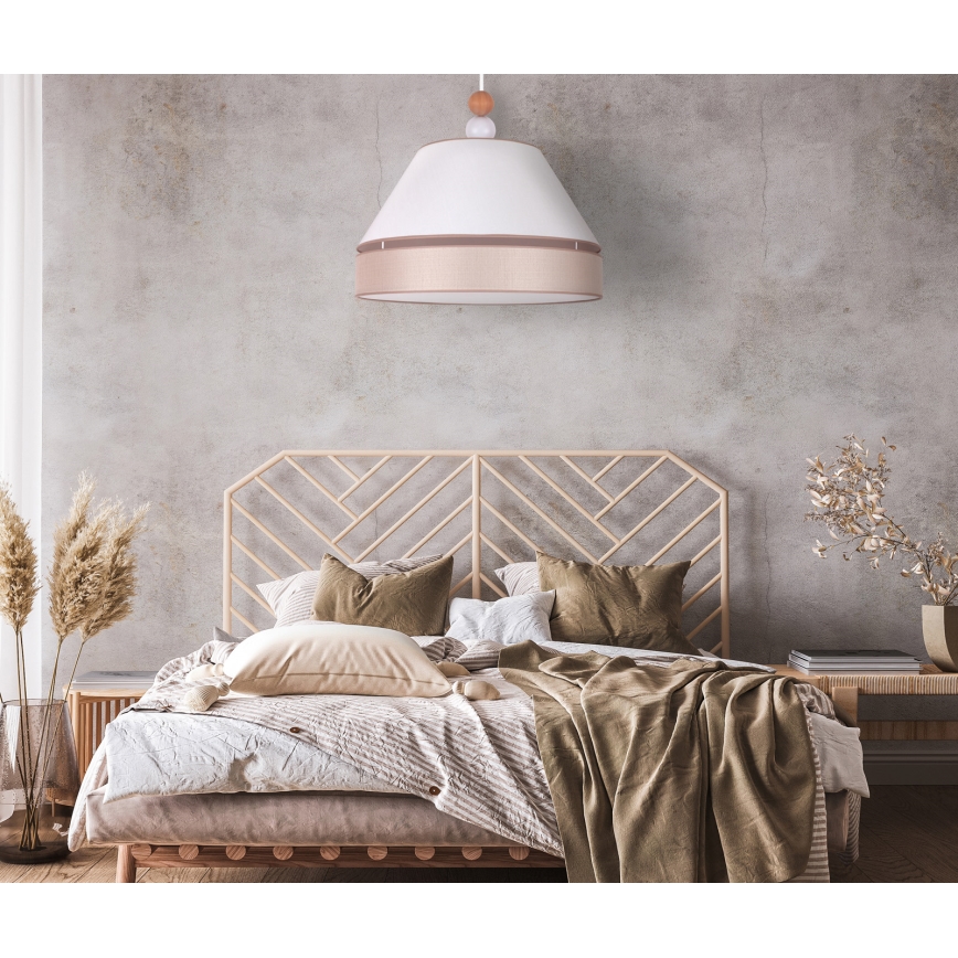 Duolla - Suspension filaire AVIGNON 1xE27/15W/230V diam. 60 cm blanc/beige