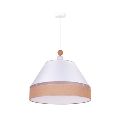 Duolla - Suspension filaire AVIGNON 1xE27/15W/230V diam. 60 cm blanc/marron