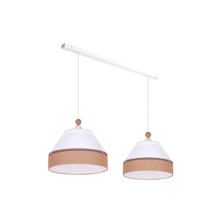 Duolla - Suspension filaire AVIGNON 2xE27/15W/230V blanc/marron